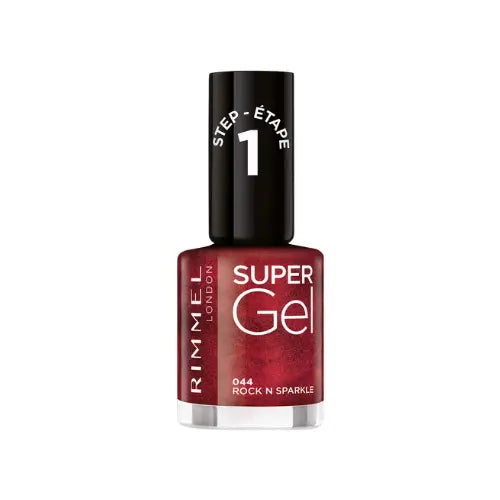 Rimmel Super Gel Nail Polish 044 Rock N Sparkle – glitter gel-like glossy finish