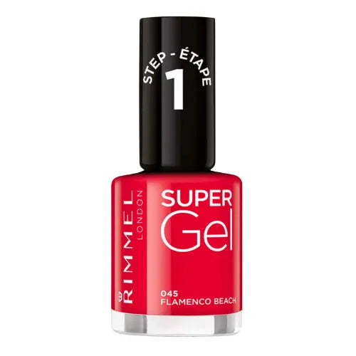 Rimmel Super Gel Nail Polish 045 Flamenco Beach – orange-red gel-like glossy finish