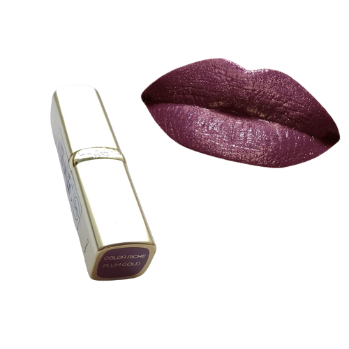 L'Oreal Colour Riche Gold Obsession Lipstick Plum Gold metallic tube