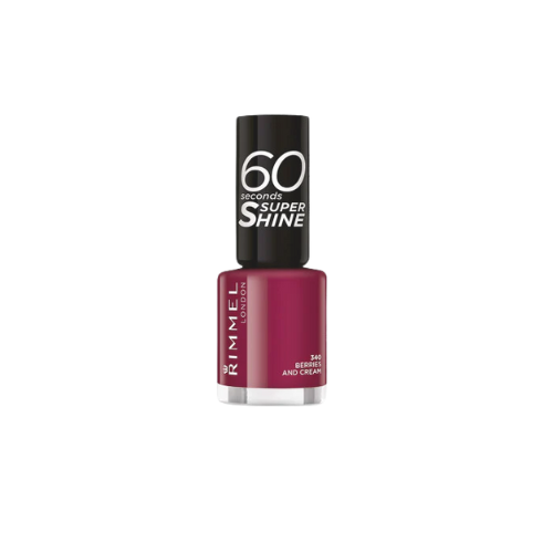 Rimmel 340 Berries and Cream bottle – soft mauve nail polish