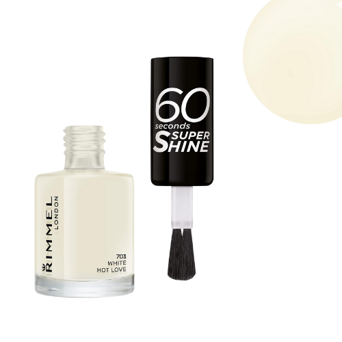 Rimmel 60 Seconds Nail Polish 703 White Hot Love – fast-drying white nail colour