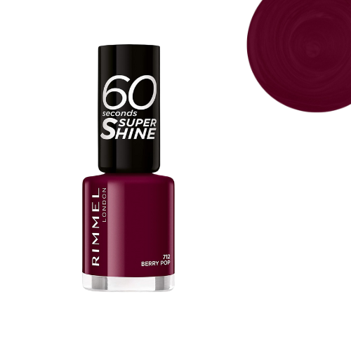 Swatch of Berry Pop nail polish on nails – glossy pink finish