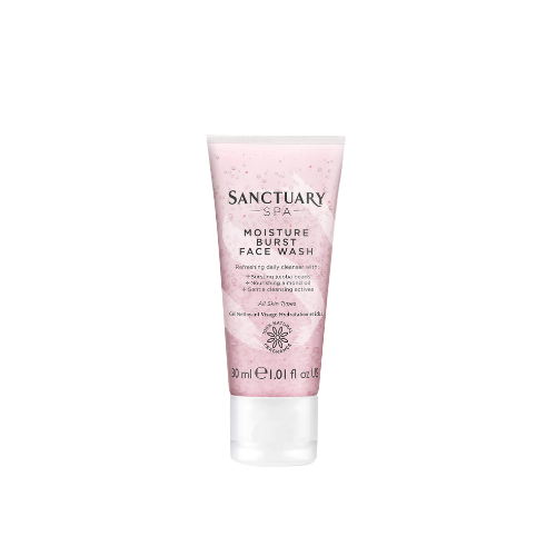 "Sanctuary Spa Moisture Burst Face Wash 30ml - Refreshing gel face wash with Jojoba oil beads"