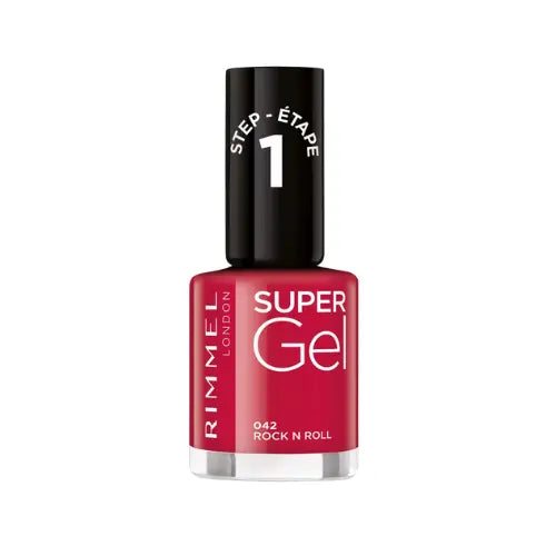 Rimmel Super Gel Nail Polish 042 Rock N Roll – bright red gel-like finish