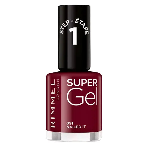 Rimmel Super Gel Nail Polish 091 Nailed It – deep red glossy finish