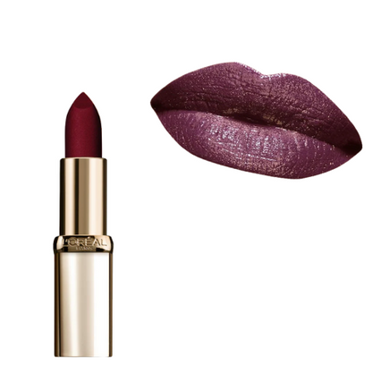 L'Oreal Colour Riche Gold Obsession Lipstick Plum Gold metallic tube

