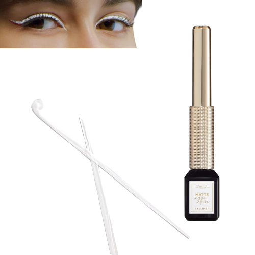 "L'Oreal Paris Matte Signature Liquid Eyeliner 08 White - Professional precision white eyeliner with ultra-precise felt tip"
