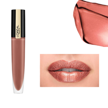 "L'Oreal Paris Rouge Signature Metallic Liquid Lipstick 201 I Stupefy - Ultra-matte metallic finish with lightweight formula"
