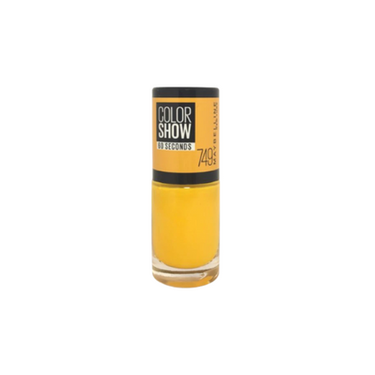 Bright yellow Maybelline Colour Show nail polish bottle – shade 749 Electric Yellow