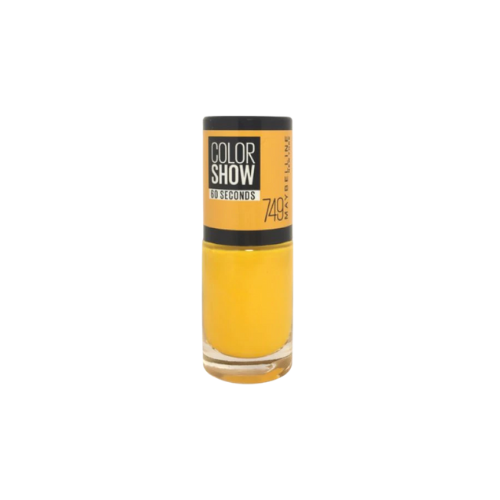 Bright yellow Maybelline Colour Show nail polish bottle – shade 749 Electric Yellow