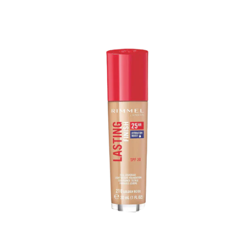 Rimmel Lasting Finish 25HR Foundation 210 Golden Beige – long-wear hydrating makeup