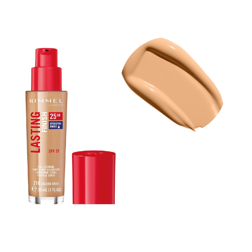 Rimmel Lasting Finish 25HR Foundation 210 Golden Beige – long-wear hydrating makeup