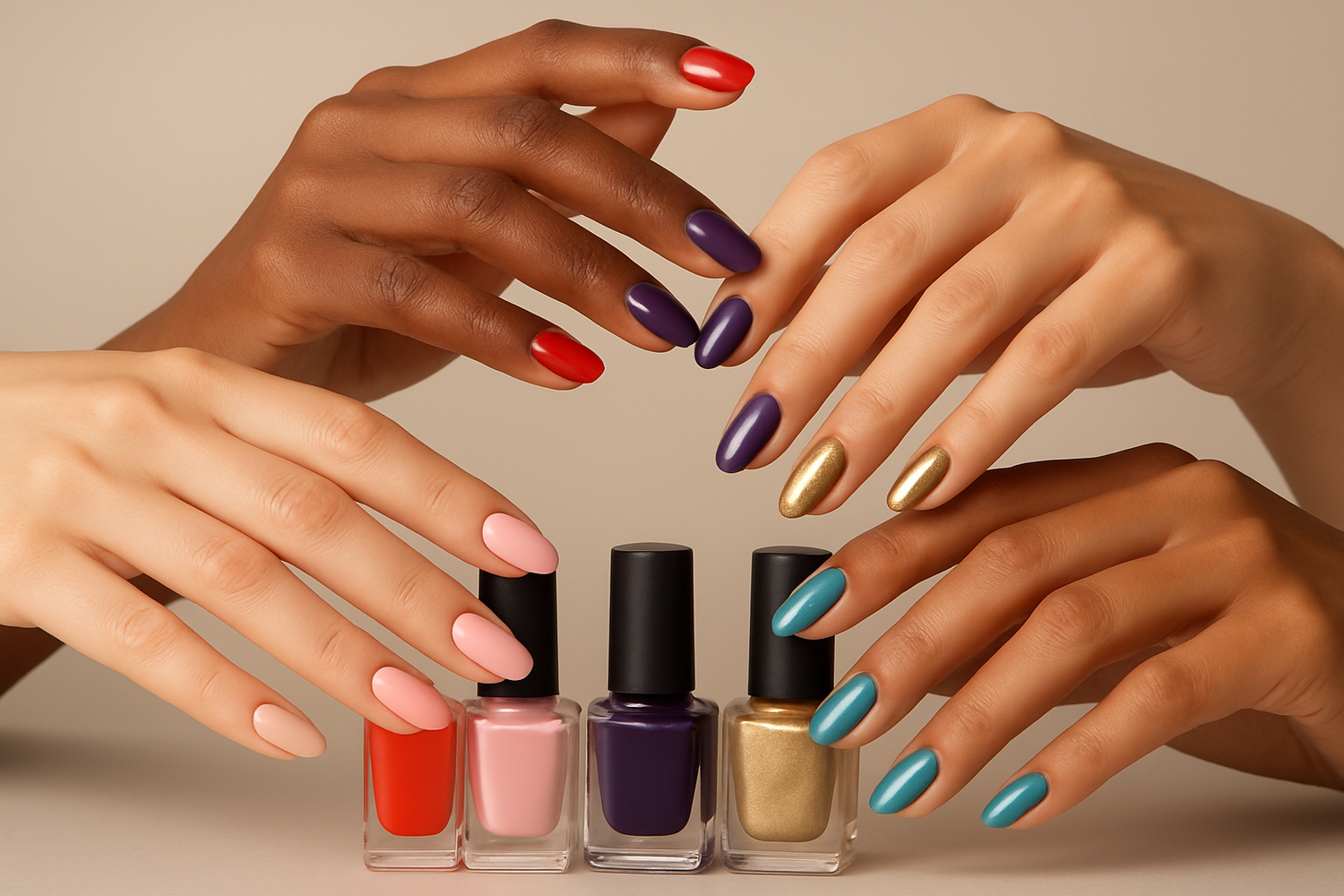 Nail Polish with hands diferit colors